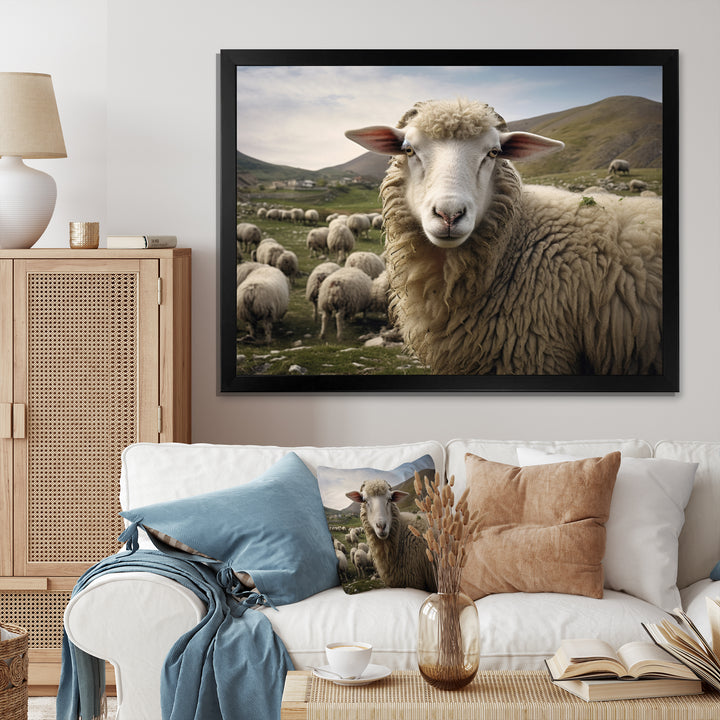 Sheep Environmental in Mountain - Sheep Bedroom Wall Art