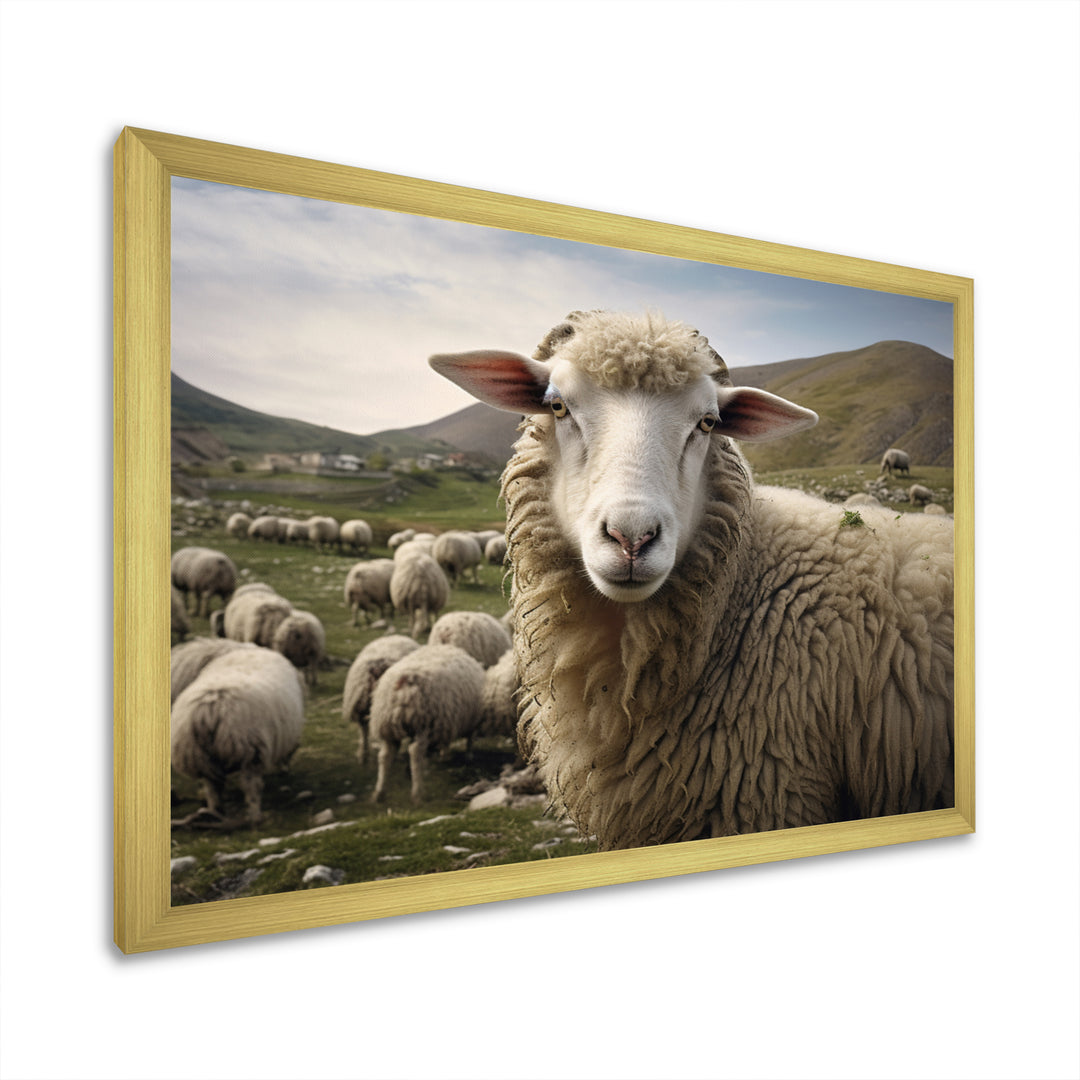 Sheep Environmental in Mountain - Sheep Bedroom Wall Art