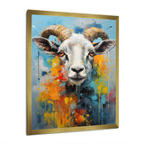 Yellow Blue Sheep Expressionist - Sheep Wall Decor