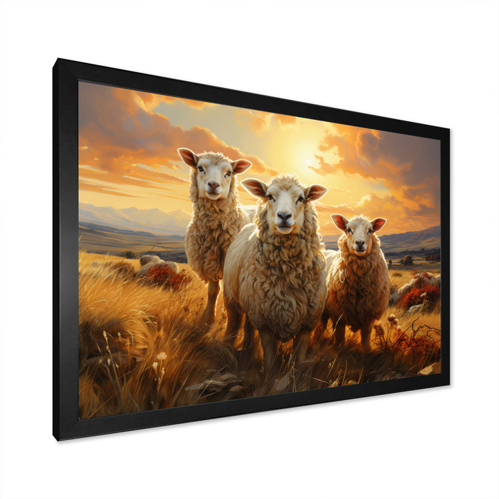 Sheep Golden Flock - Yellow Sheep Wall Art