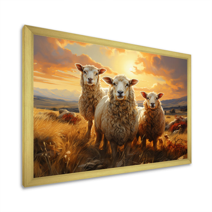 Sheep Golden Flock - Yellow Sheep Wall Art