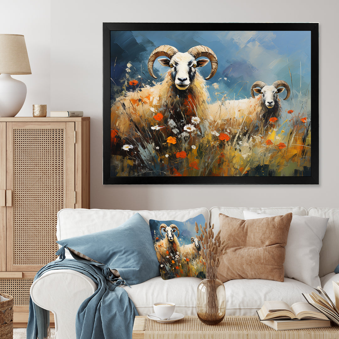 Sheep Grazing Impressionistic - Sheep Bedroom Wall Art