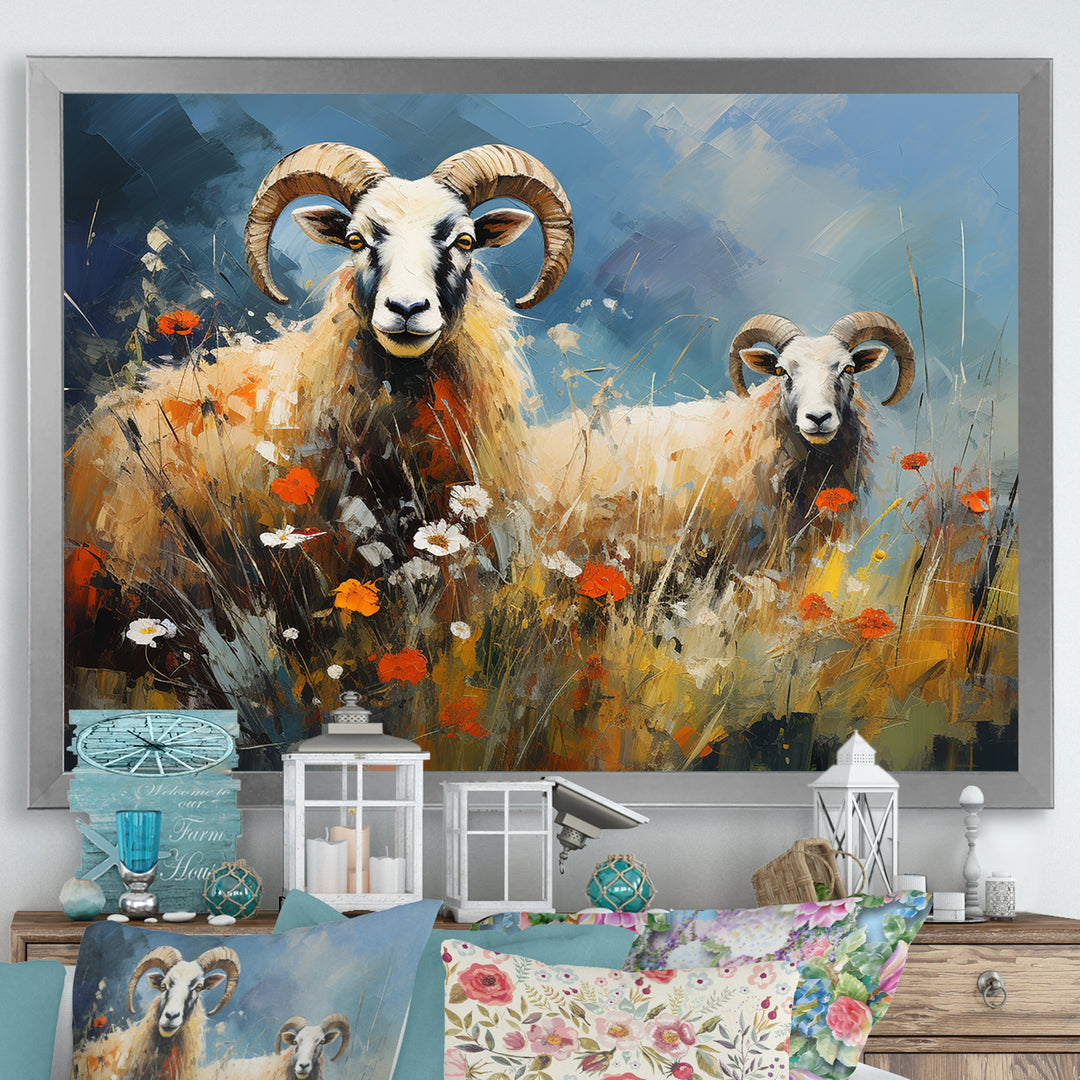 Sheep Grazing Impressionistic - Sheep Bedroom Wall Art