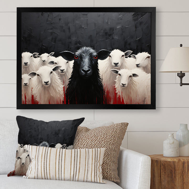 Black White Sheep Minimalist Flock - Sheep Wall Decor