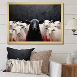 Black White Sheep Minimalist Flock - Sheep Wall Decor