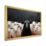 Black White Sheep Minimalist Flock - Sheep Wall Decor