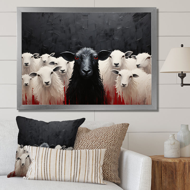 Black White Sheep Minimalist Flock - Sheep Wall Decor