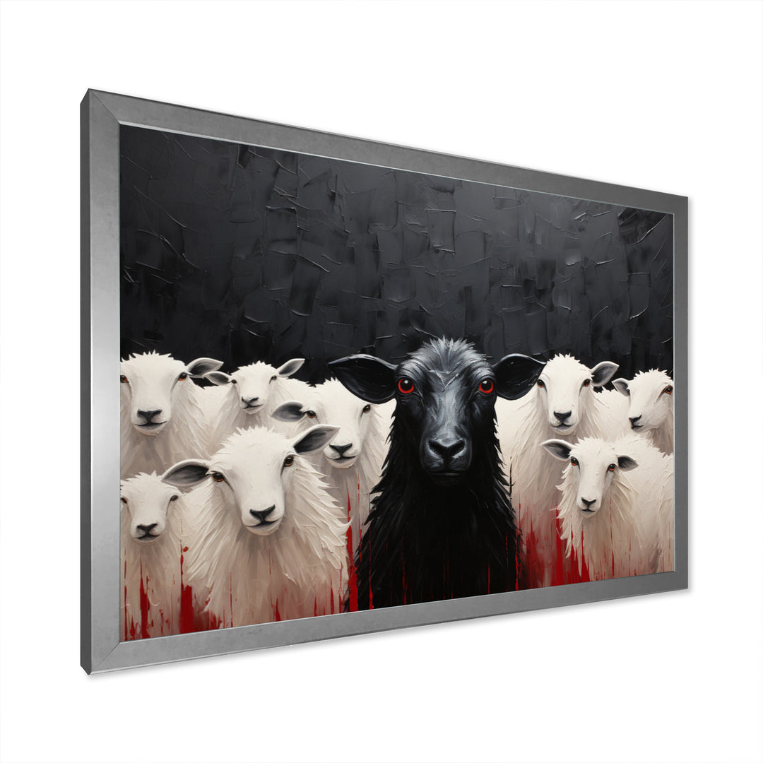 Black White Sheep Minimalist Flock - Sheep Wall Decor