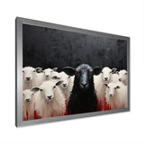 Black White Sheep Minimalist Flock - Sheep Wall Decor