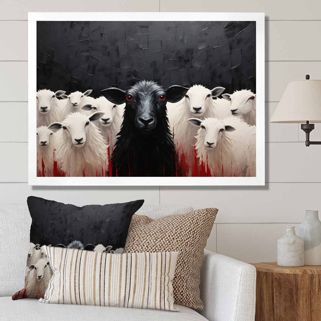 Black White Sheep Minimalist Flock - Sheep Wall Decor