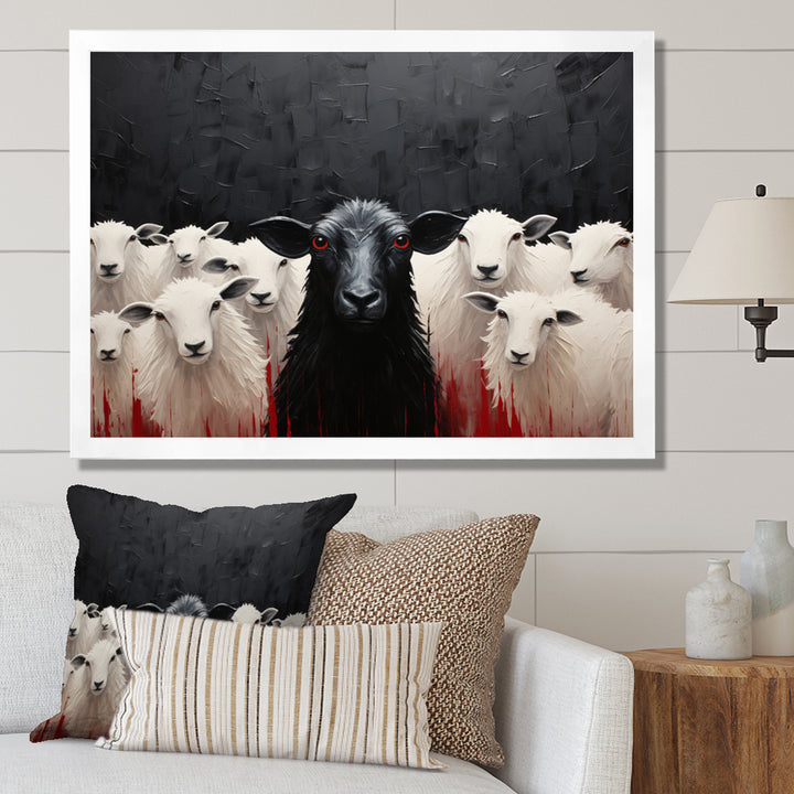 Black White Sheep Minimalist Flock - Sheep Wall Decor