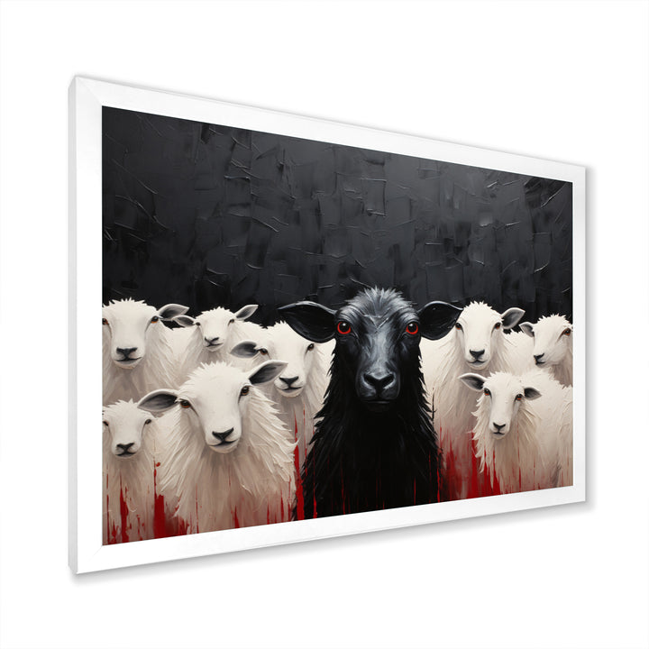 Black White Sheep Minimalist Flock - Sheep Wall Decor