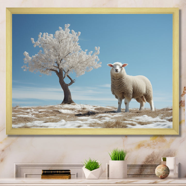 Sheep Minimalist Solitude - Sheep Wall Art Prints