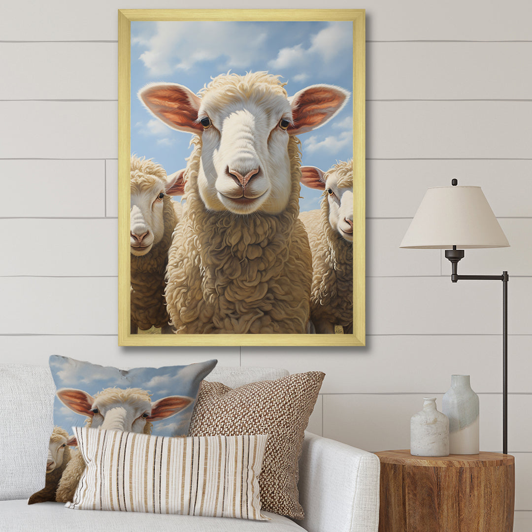 Sheep Family Selfie - Sheep Canvas Wall Art