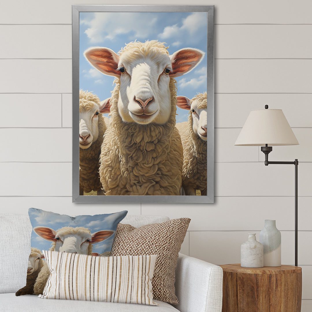 Sheep Family Selfie - Sheep Canvas Wall Art