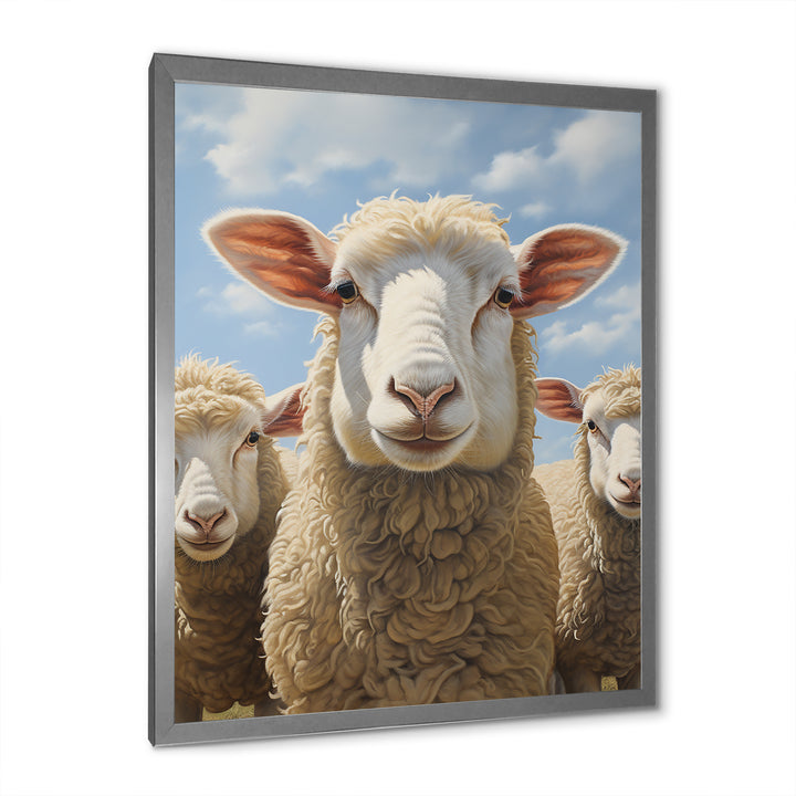 Sheep Family Selfie - Sheep Canvas Wall Art