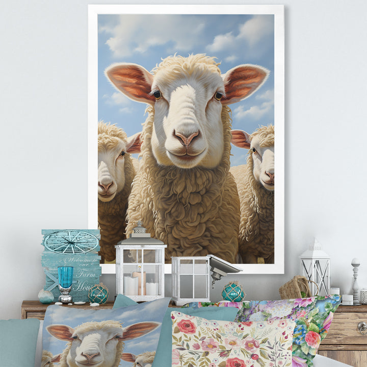 Sheep Family Selfie - Sheep Canvas Wall Art