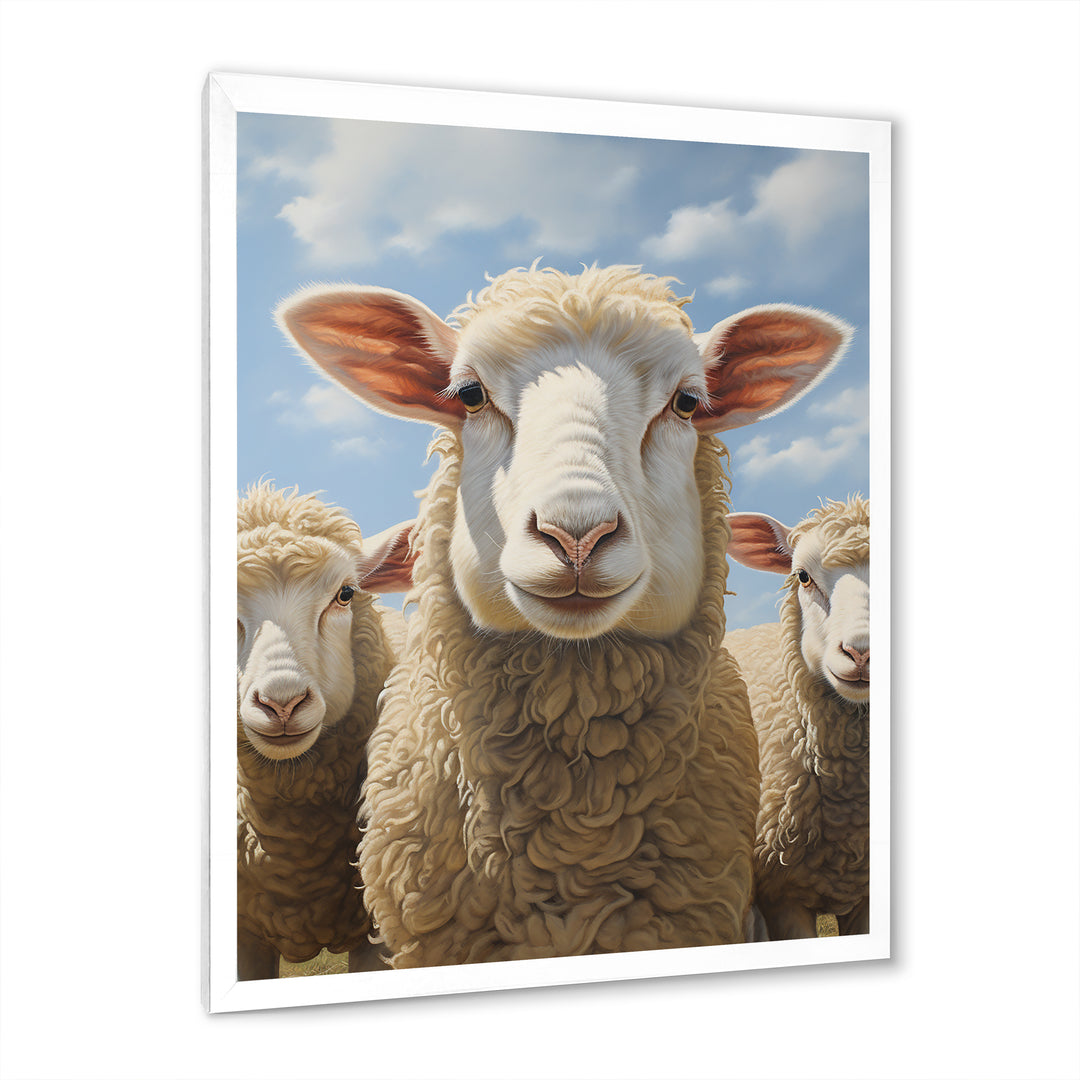 Sheep Family Selfie - Sheep Canvas Wall Art