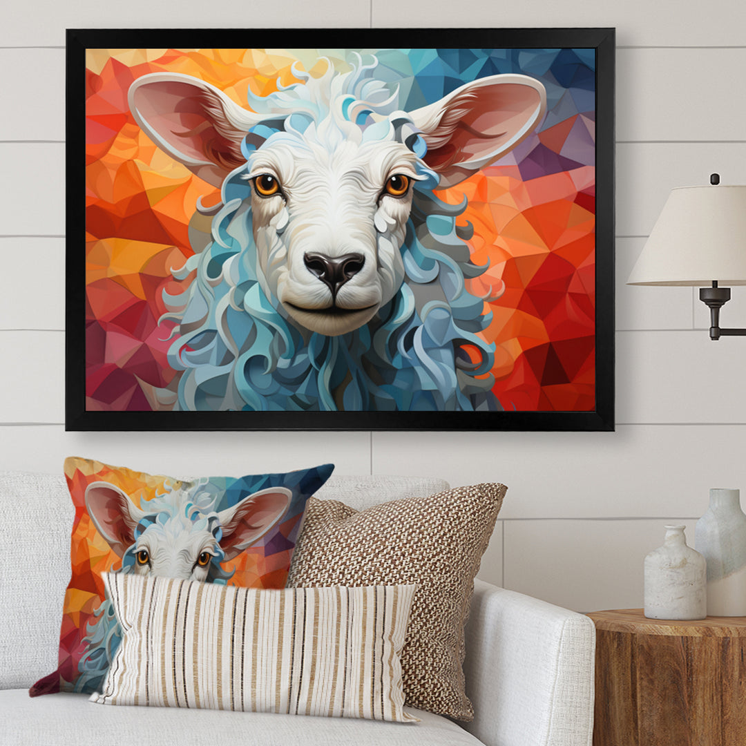 Sheep Serenity Geometric - Multi-Color Sheep Wall Art