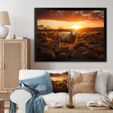 Sheep Silhouette At Sunrise - Sheep Large Canvas Wall Art