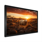 Sheep Silhouette At Sunrise - Sheep Large Canvas Wall Art