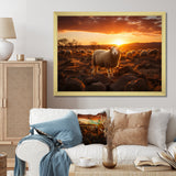 Sheep Silhouette At Sunrise - Sheep Large Canvas Wall Art