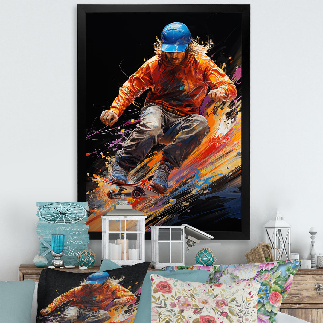 Skateboard Abstract Ollie - Skateboard Canvas Wall Art