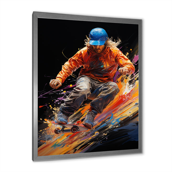 Skateboard Abstract Ollie - Skateboard Canvas Wall Art
