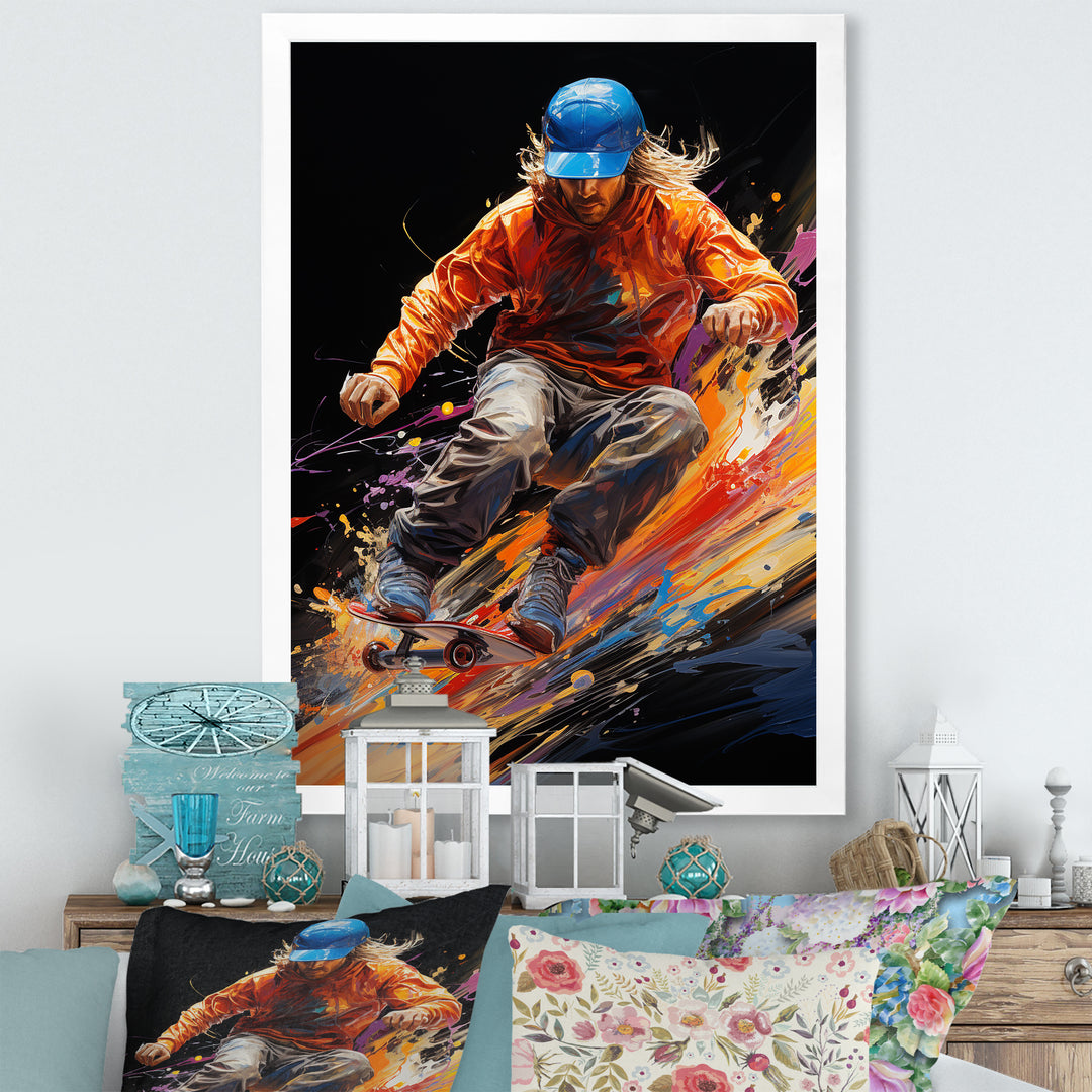 Skateboard Abstract Ollie - Skateboard Canvas Wall Art