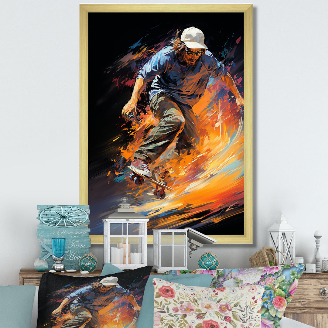 Skateboard Rhythmic Grind - Skateboard Canvas Wall Art