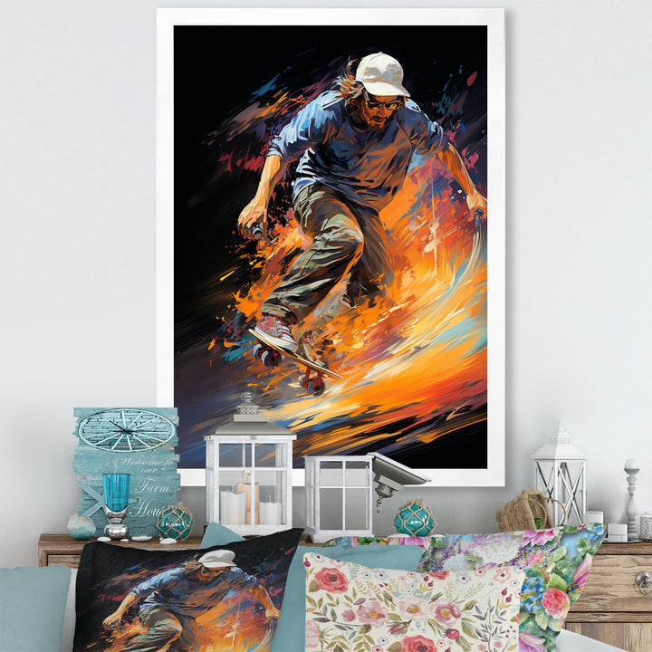 Skateboard Rhythmic Grind - Skateboard Canvas Wall Art