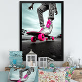 Pink Skateboard Dreams - Skateboard Canvas Wall Art
