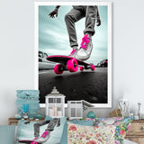 Pink Skateboard Dreams - Skateboard Canvas Wall Art