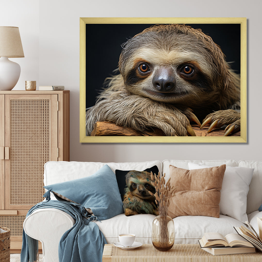 Cute Sloth Portrait - Brown Sloth Wall Art
