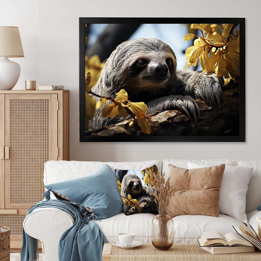 Sloth Slow Motion Portrait - Sloth Home Decor Art