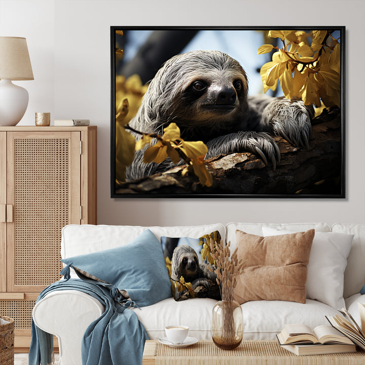 Sloth Slow Motion Portrait - Sloth Home Decor Art