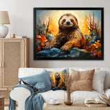 Slumbering Sloth Geometric - Sloth Bedroom Wall Art
