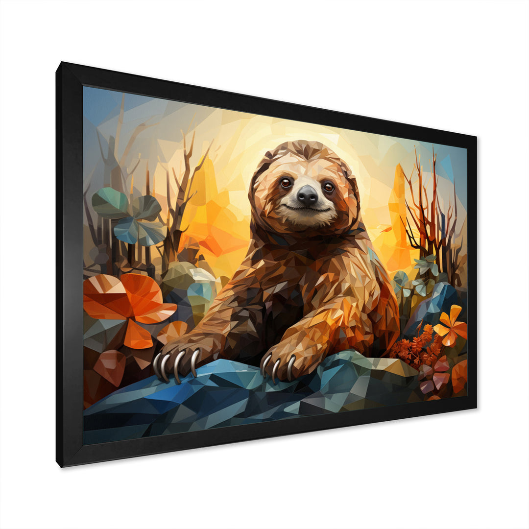 Slumbering Sloth Geometric - Sloth Bedroom Wall Art
