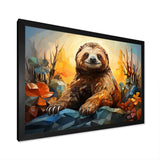 Slumbering Sloth Geometric - Sloth Bedroom Wall Art