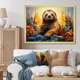 Slumbering Sloth Geometric - Sloth Bedroom Wall Art