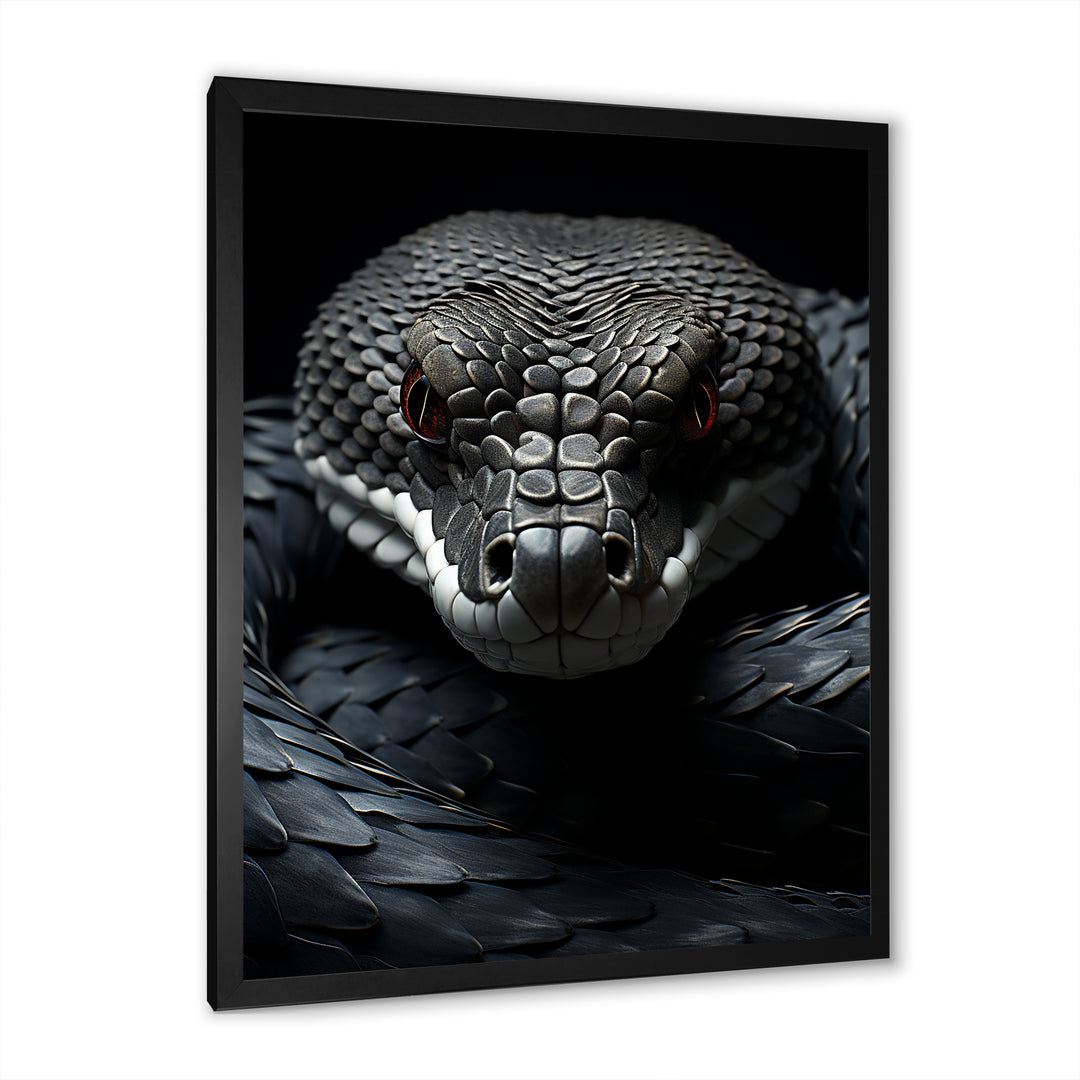 Black Snake Vibrant Portrait - Snake Canvas Wall Art
