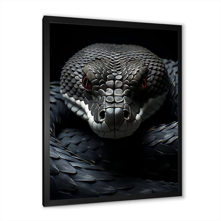 Black Snake Vibrant Portrait - Snake Canvas Wall Art