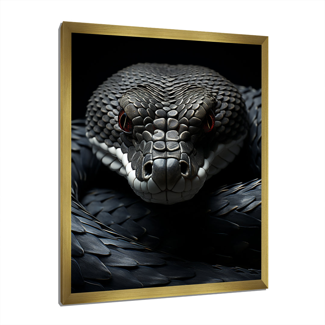 Black Snake Vibrant Portrait - Snake Canvas Wall Art
