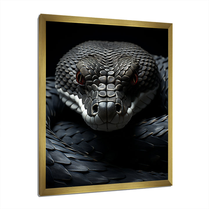 Black Snake Vibrant Portrait - Snake Canvas Wall Art
