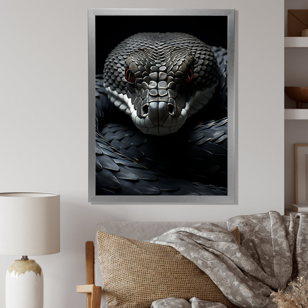 Black Snake Vibrant Portrait - Snake Canvas Wall Art