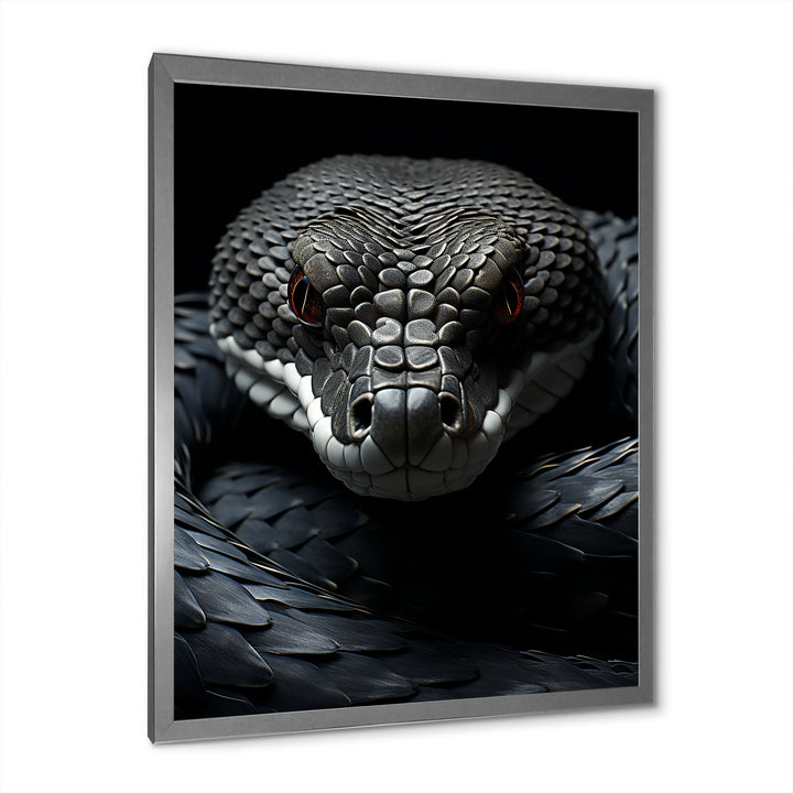 Black Snake Vibrant Portrait - Snake Canvas Wall Art
