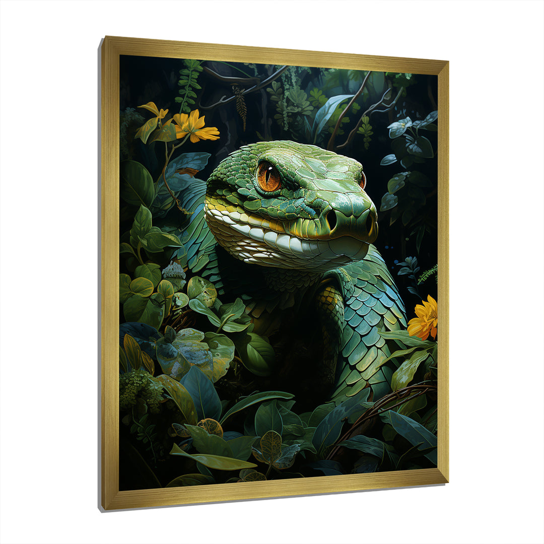 Green Snake Solitude - Snake Wall Art Prints