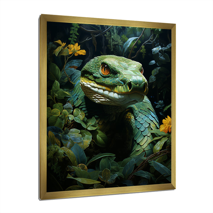 Green Snake Solitude - Snake Wall Art Prints