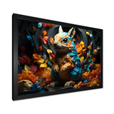 Colorful Squirrel Squirrels Antics Geometric - Squirrel Framed Canvas Art