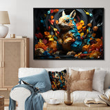 Colorful Squirrel Squirrels Antics Geometric - Squirrel Framed Canvas Art